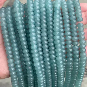 Strands of light aqua blue chalcedony abacus beads for DIY jewelry making accessories