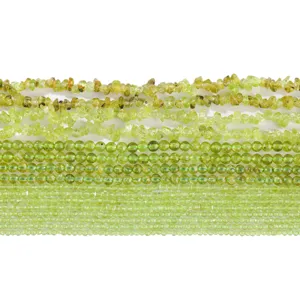 Natural green peridot gemstone beads in various shapes for DIY jewelry making accessories