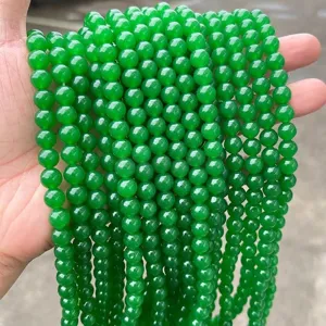 Natural light green chalcedony round loose beads for DIY jewelry making accessories