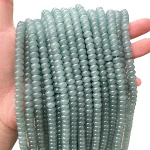 Strings of translucent light blue-green chalcedony round beads for DIY jewelry making