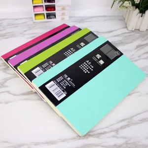 Colorful A5 softcover notebooks with ruled pages, stylish faux leather cover for school and office.