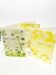 Detailansicht kreativer klappbarer Cartoon-Grußkarten mit frischen Blumendesigns, ideal als Geschenk.