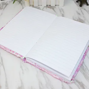 Sequin plush notebook diary aesthetic cute stationery fish scale lined writing book detail