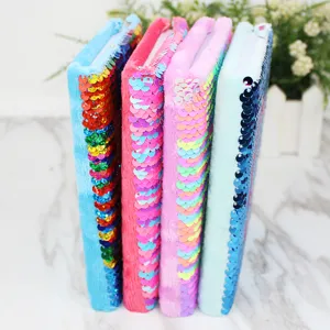 Fluffy sequin notebook set cute mermaid scale diary cute fluffy stationery journaling book