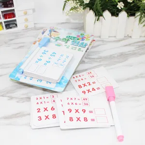 Ensemble de Papeterie Éducative D'apprentissage Des Mathématiques Portables Avec Cartes D'exercice Effaçables Et Marqueurs De Tableau Blanc Pour Enfants
