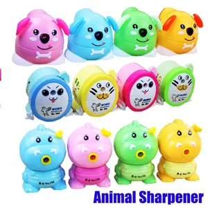 Cute colorful cartoon animal shaped pencil sharpeners set for school students and kids
