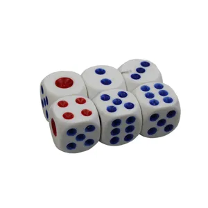 Multi-color pips game dice set, durable white material for board games and party entertainment.