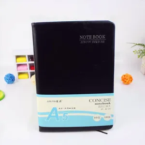 Zwart A5 lederen notitieboek zakelijk dagboek kantoor stationery memo blok 100 vellen