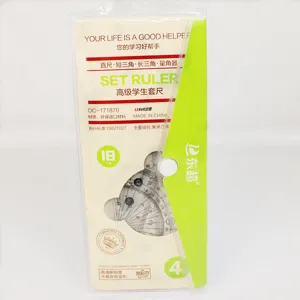Set de reglas para estudiantes, juego geométrico de plástico transparente con transportador.