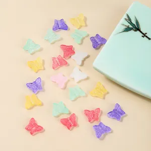 Colorful 12mm butterfly shaped transparent glass beads for DIY jewelry making and crafts