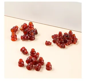Detail shot of natural red agate gourd beads for DIY jewelry making accessories