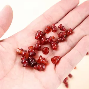 Natural Red Agate Three-way Gourd Head Loose Beads For DIY Jewelry Making Ethnic Style Buddhist Bracelet Necklace Findings