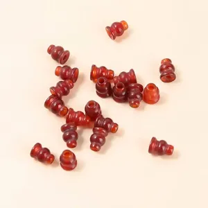 Premium natural red agate three-way gourd beads for DIY jewelry making accessories.