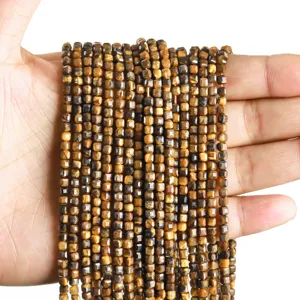 Natural yellow tiger eye faceted cube loose beads for DIY bracelet and jewelry making