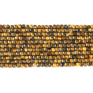 Natural yellow Tiger Eye square cube loose beads for DIY jewelry making projects