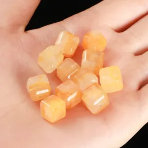 Natural yellow phantom quartz cube beads for DIY handmade jewelry design projects