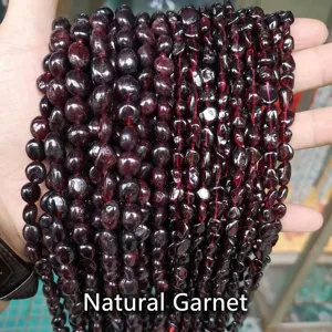 Cuentas sueltas de granate rojo natural irregular para accesorios de creación de joyas