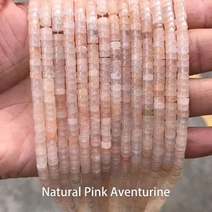 Close-up of 2x4mm natural pink aventurine disc beads for DIY jewelry