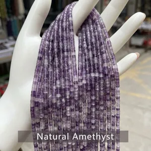 Close-up of 2x4mm natural amethyst disc beads for DIY jewelry making
