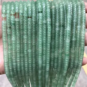 High-quality 2x4mm green jade crystal disc beads for DIY jewelry making handmade bracelets
