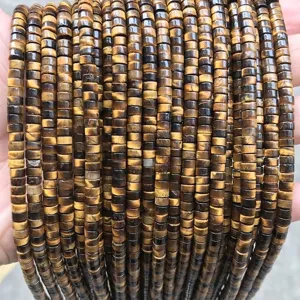 Natural tiger's eye 2x4mm cylinder disc spacer beads for DIY jewelry making accessories