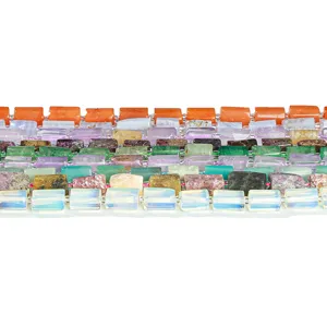 Assorted 8x11mm faceted cylindrical natural stone crystal beads for DIY jewelry making
