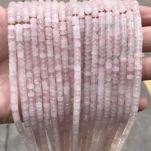 Multiple strands of 2x4mm natural pink rose quartz disc beads for DIY jewelry making