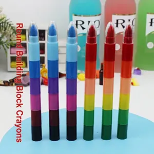 6 Farben Stapelbare Wachsmalstifte Für Kinder Bausteine Zeichenstifte DIY Montage Malerei Wachsmalstifte Für Schüler Schule Kunstbedarf