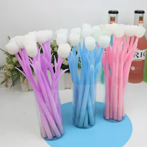 Cute Creative Color Changing Rose Flower Silicone Gel Pen Plastic Black Ink Writing Sign Pen For School Student Stationary