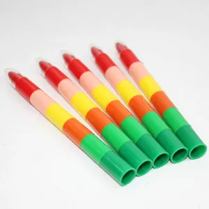 Stapelbare 6-Farben-Baustein-Wachsmalstifte für kreatives Zeichnen und Malen von Kindern