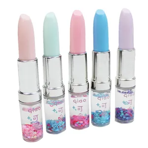 Cute lipstick shaped liquid glitter gel pens set of five colorful quicksand writing pens.