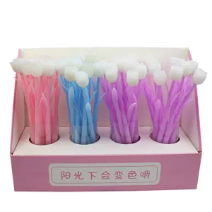 Cute silicone rose gel pen with display box creative color changing student stationery