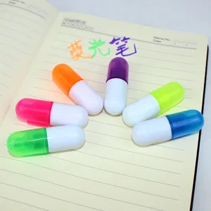 Mini capsule highlighter set of 6 colorful cute markers for student school office study notes.
