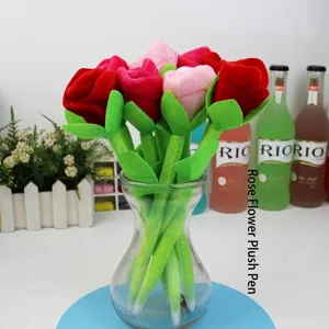 Penna a Sfera Creativa Simpatica a Forma di Rosa in Peluche Avvolta in Tessuto di Plastica Penna Scrittura Decorativa per Cancelleria Ufficio Scuola Forniture Regalo