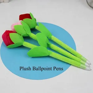 Penne a sfera creative in peluche a forma di rosa per cartoleria ufficio regalo