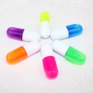 Cute mini pill highlighter set of 6 colorful aesthetic marker pens for students school