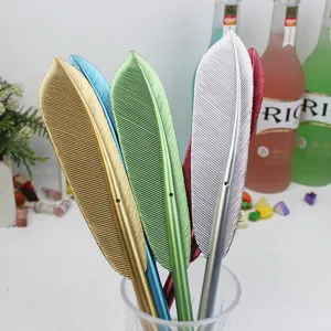 Set di penne gel piuma creative, penne a sfera metalliche per ufficio e scuola.