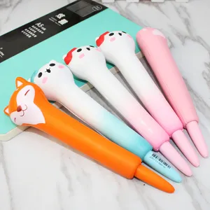 Cute slow rebound squishy gel pens set, stress relief cartoon neutral pens for students.