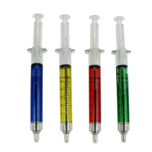 Juego de 4 bolígrafos creativos con forma de jeringa en colores vibrantes para regalo