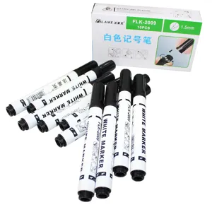 Rotuladores permanentes blancos a base de aceite 1.5mm impermeables pack de 10 con caja