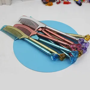 Juego de bolígrafos de gel con peine de diamante para papelería escolar muy bonita