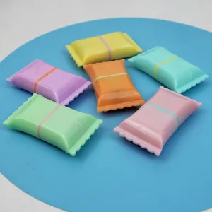 Kleurrijke snoepvormige markeerstiften set, 6 pastel macaron kleuren gedetailleerd overzicht.