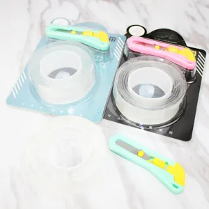 Nano double-sided tape and utility knife set, traceless washable reusable magic adhesive tape.