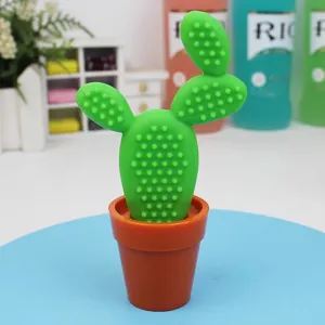Penna a sfera creativa a forma di cactus con mini vaso arancione per arredo scrivania