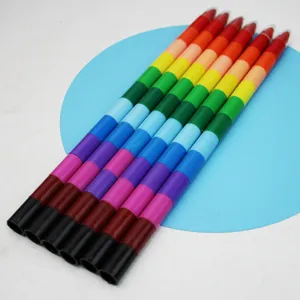 12-kleur stapelpotloden, creatieve kleurrijke oliepastels voor kinderschrijfwaren kunst.
