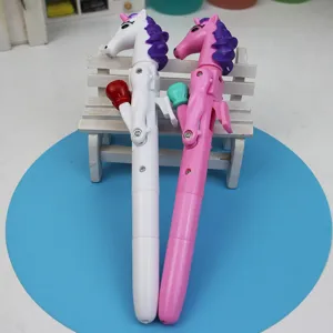 Süßer Cartoon Einhorn Boxkugelschreiber mit Licht kreatives Stressabbau Geschenk