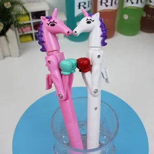 Niedlicher Einhorn Boxstift mit Licht, kreativer Stressabbau Kugelschreiber Geschenk.