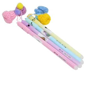 Cute cartoon erasable gel pens with knitted hat pendant set of 4 colorful student stationery
