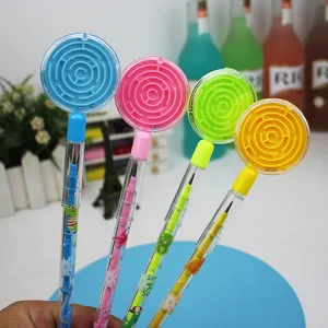Creative Non Sharpening Stacking Pencil Cartoon Plastic Bullet Pencil With Round Maze Top Toy For Kids Writing