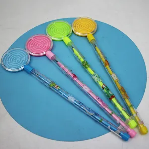 Creative maze stacking pencil with multi-section push lead refills for kids student stationery detail view.